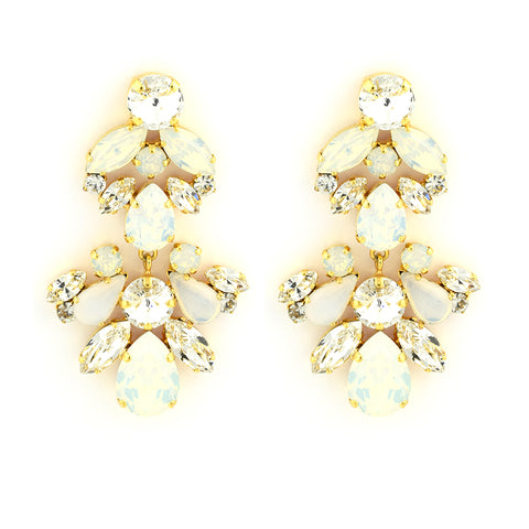 DENIZE EARRINGS / CRYSTAL + WHITE OPAL