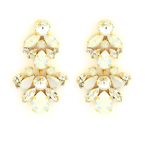 DENIZE EARRINGS / CRYSTAL + WHITE OPAL