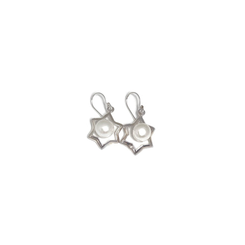Silver Star Pearl Earrings